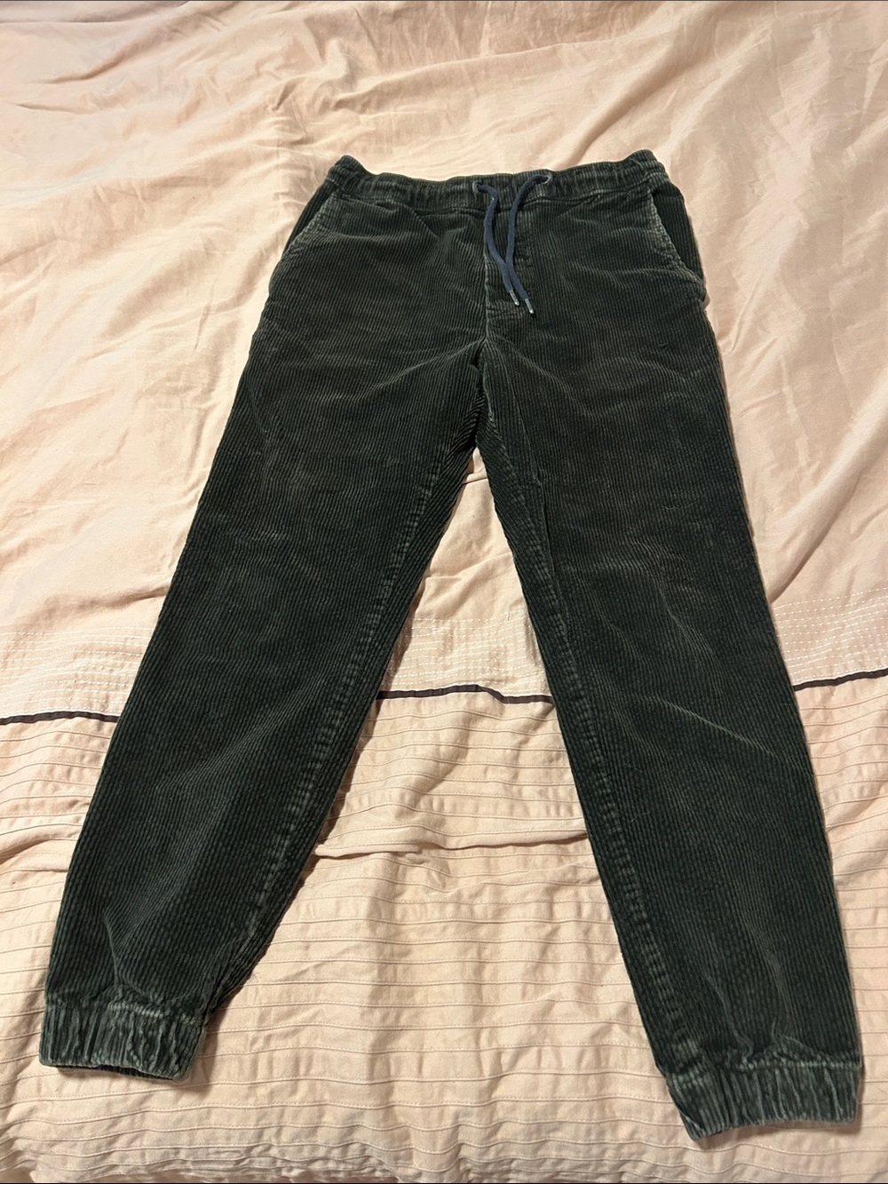 Dark Green Corduroy Jogger Pants